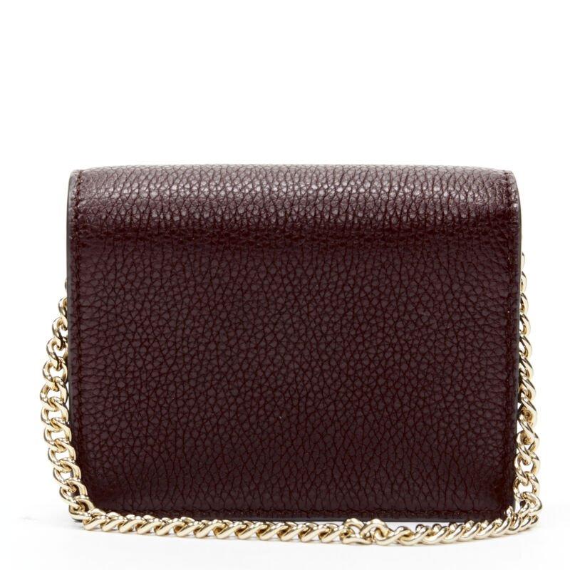 Donna Gucci 570660 Zumi rosso bordeaux GG Horsebit portafoglio bi-fold con catena mini borsa in vendita