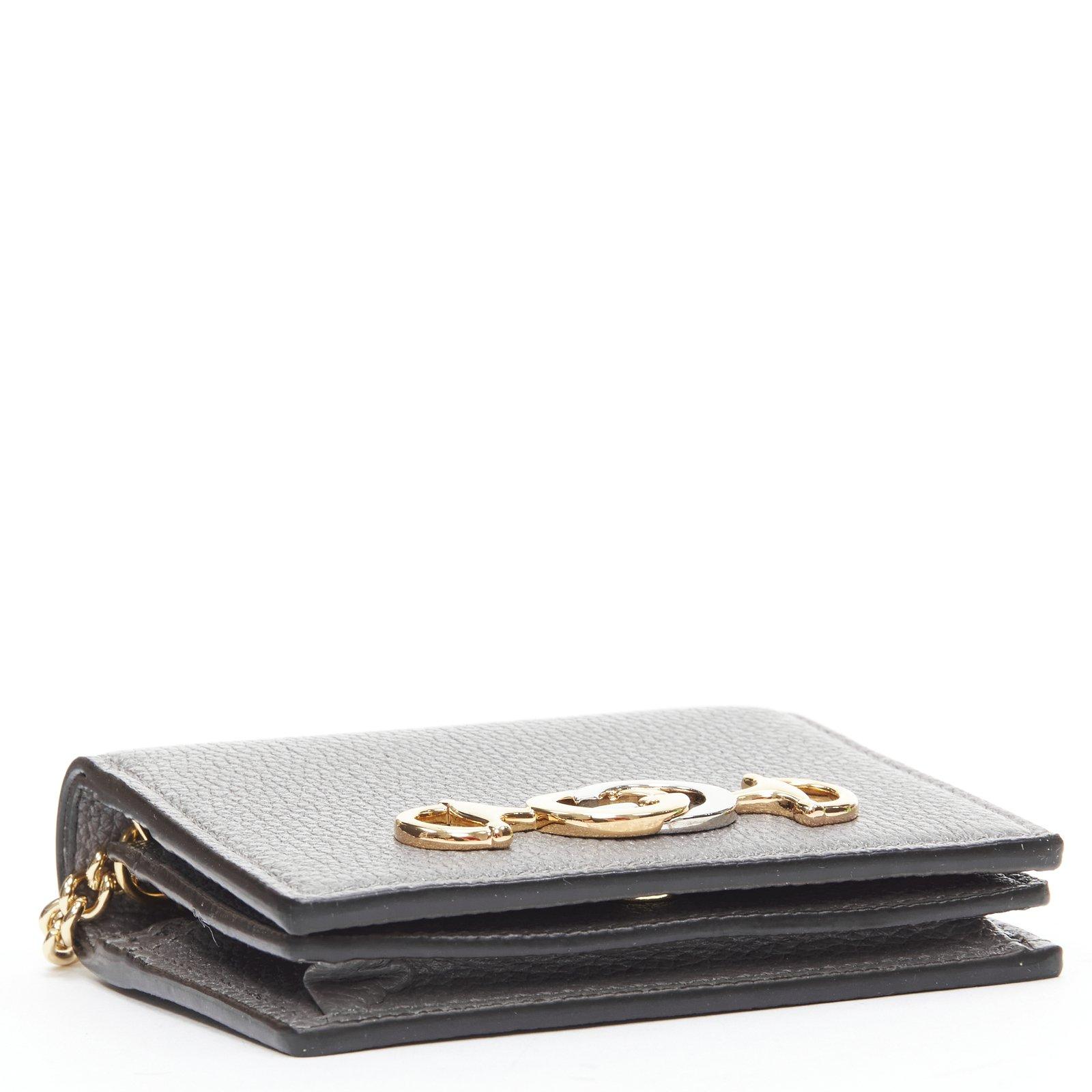 GUCCI 570660 Zumi gris cuir GG Horsebit portefeuille bi-fold sur chaîne mini sac en vente 1