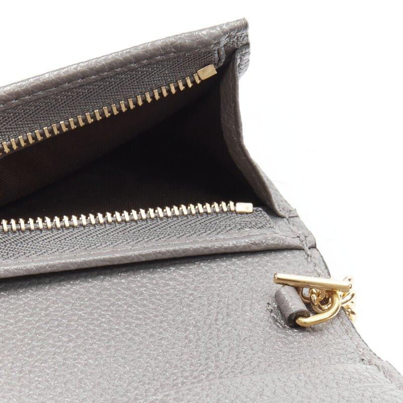 GUCCI 570660 Zumi grey leather GG Horsebit bi-fold wallet on chain mini bag For Sale 3