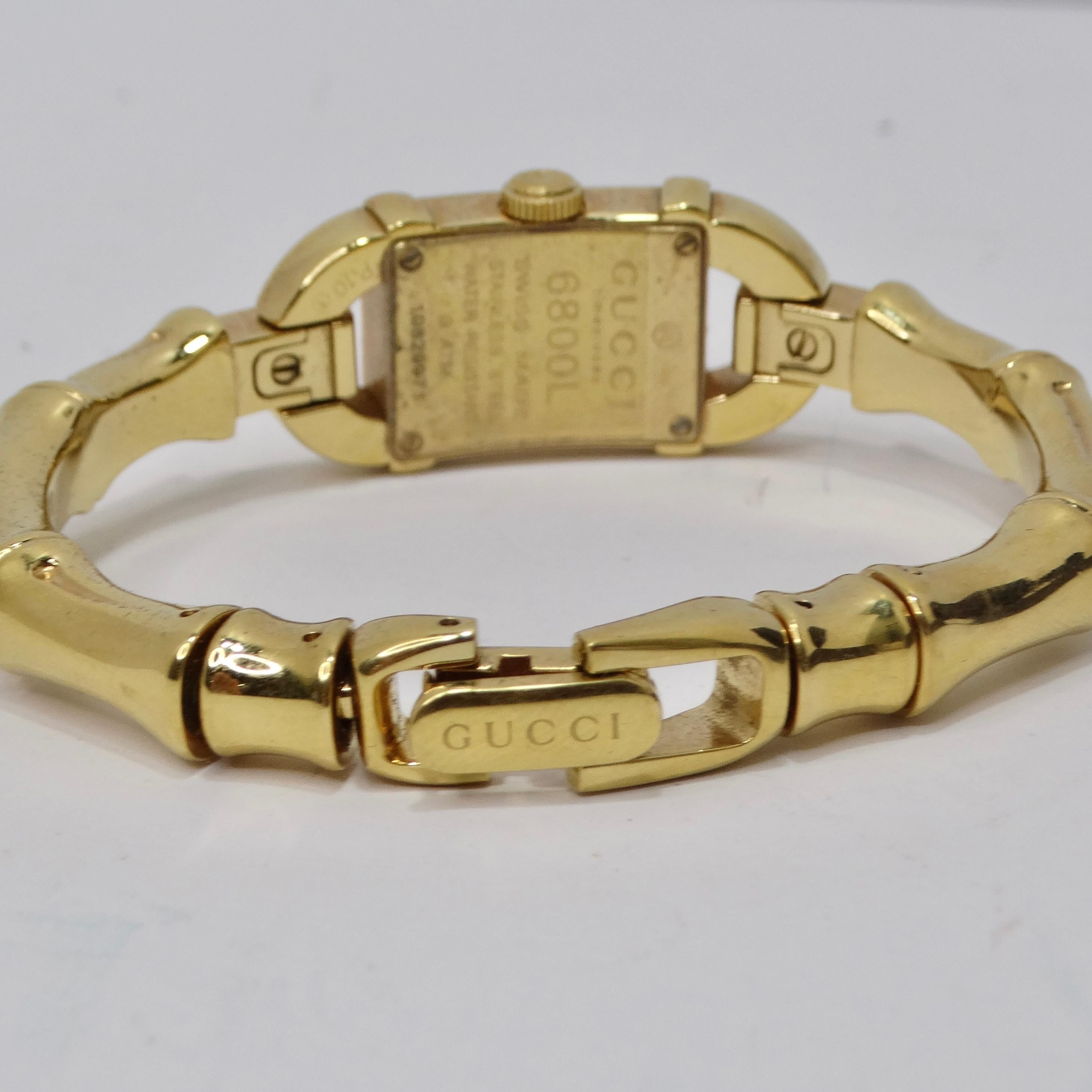 Women's or Men's Gucci 6800 Yellow Gold Tone Bamboo Watch  For Sale