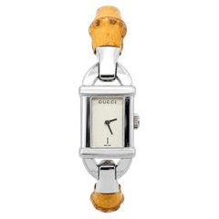 Gucci 6800L Stainless Steel Watch With Bamboo Bracelet