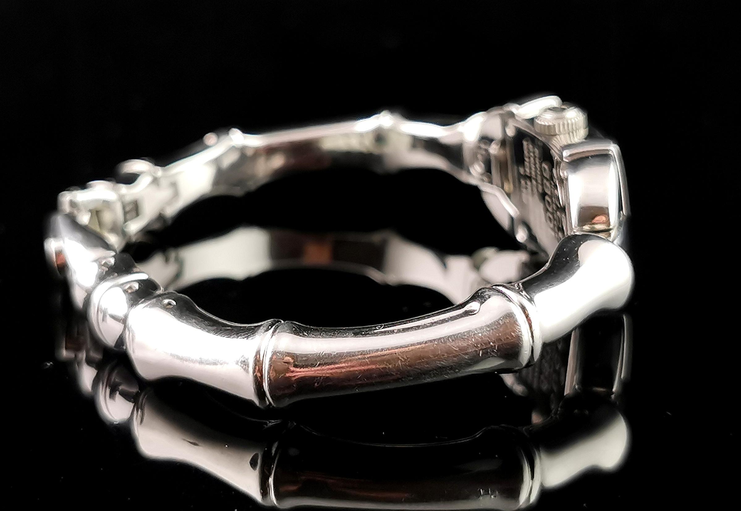 Montre-bracelet Gucci 6800l en acier inoxydable, bracelet bangle, bambou 8