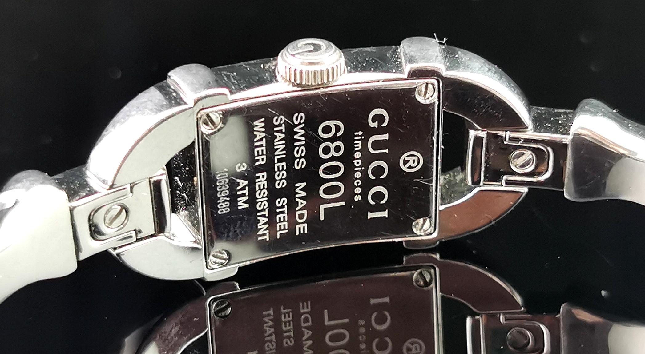 Montre-bracelet Gucci 6800l en acier inoxydable, bracelet bangle, bambou 9