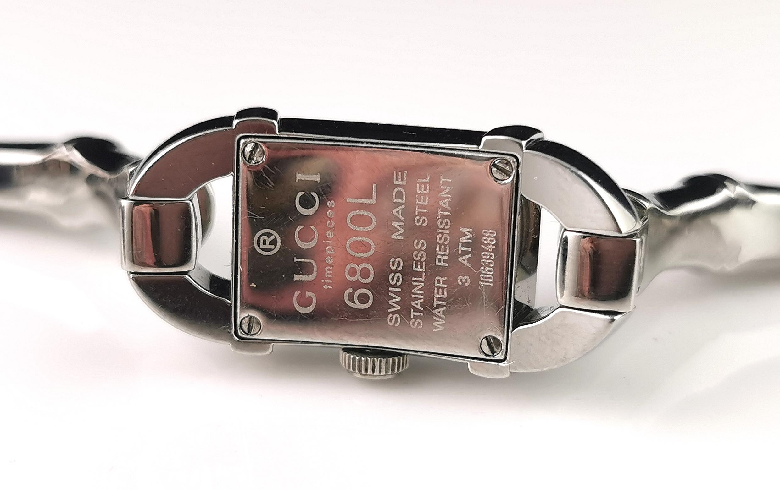 Montre-bracelet Gucci 6800l en acier inoxydable, bracelet bangle, bambou 3