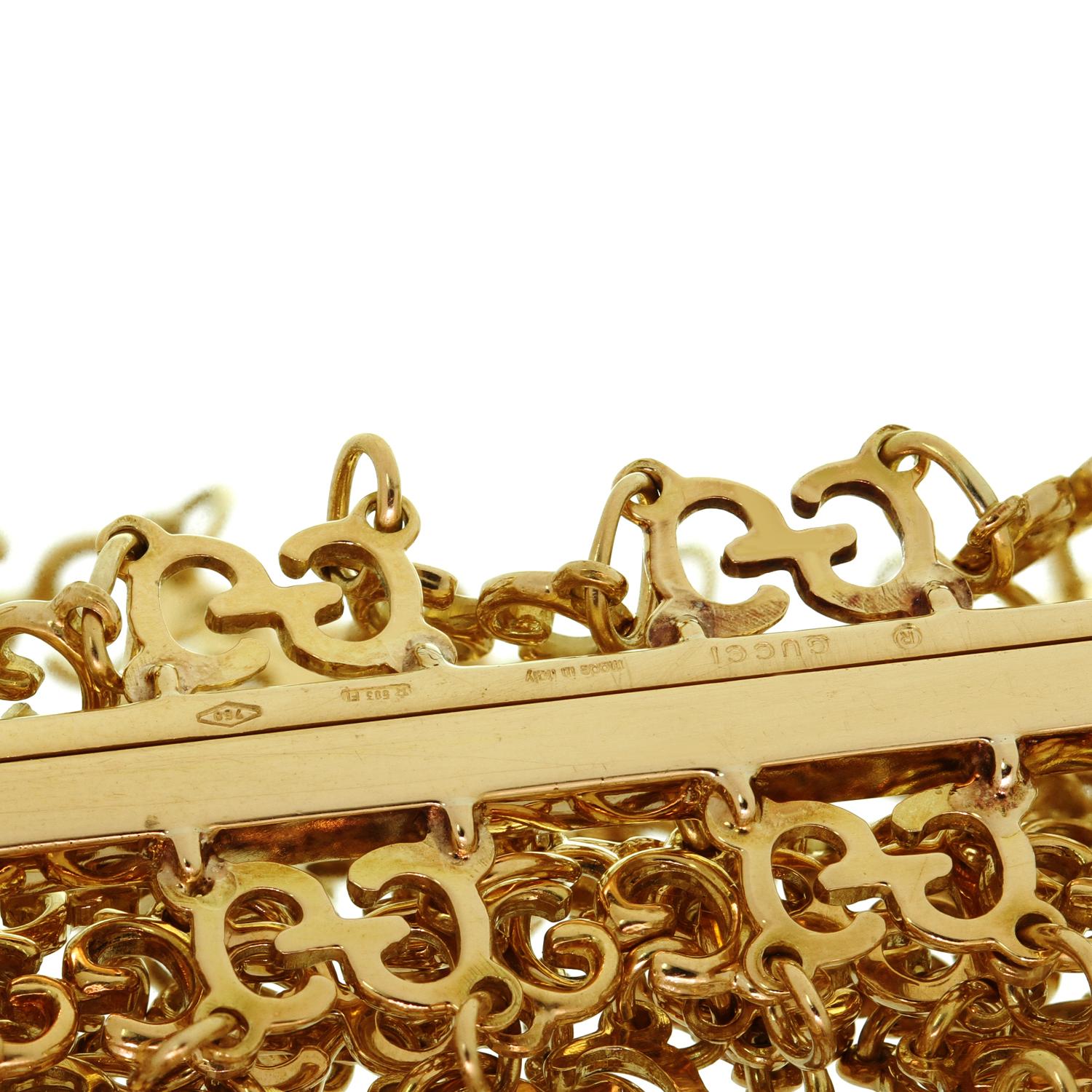 Gucci Bracelet large à maillons en or jaune avec logo G à 7 brins en vente 3