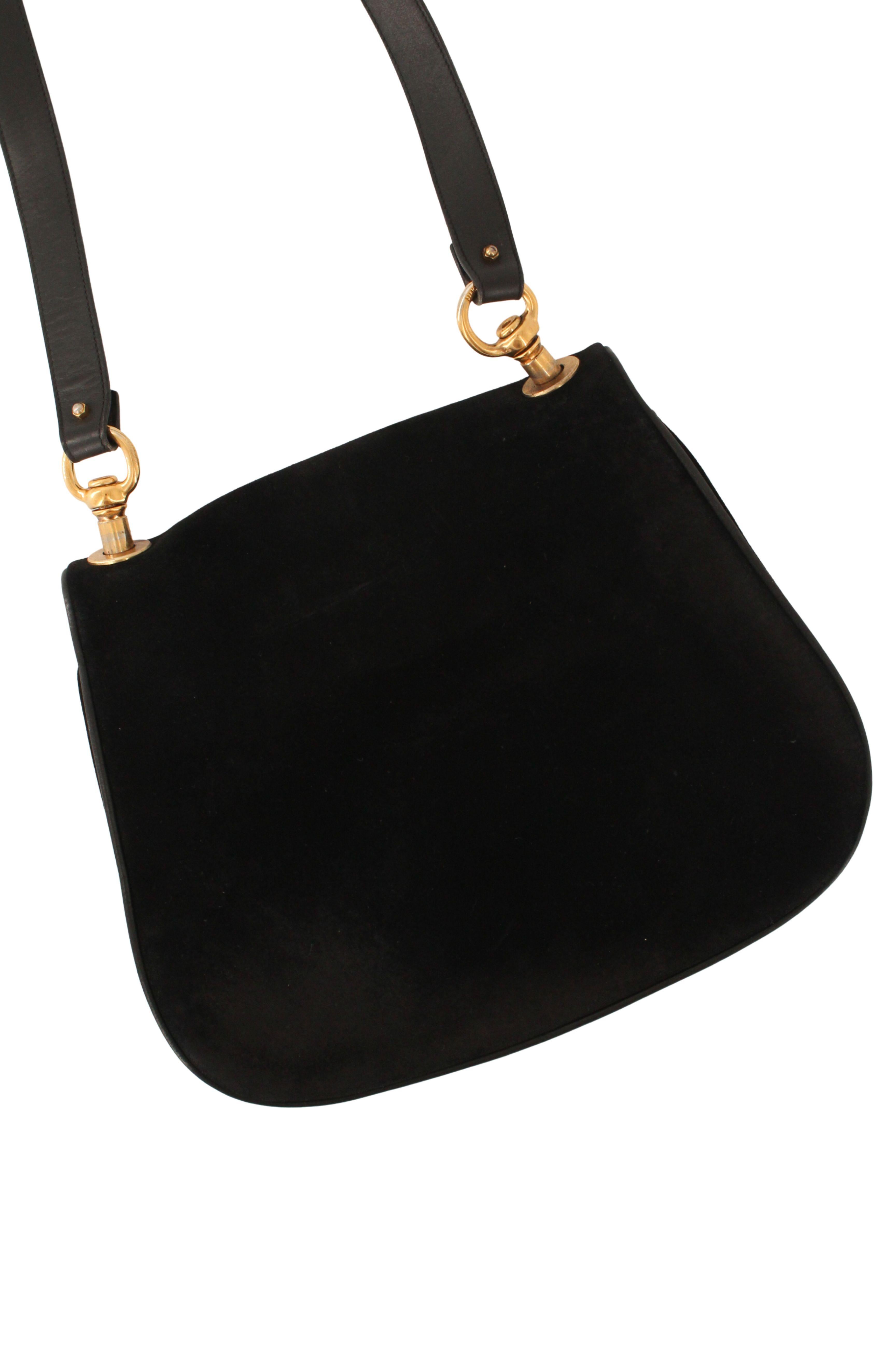 Gucci 70's Blondie Black Suede Bag With Gold Hardware Bon état - En vente à BELLEVUE HILL, NSW