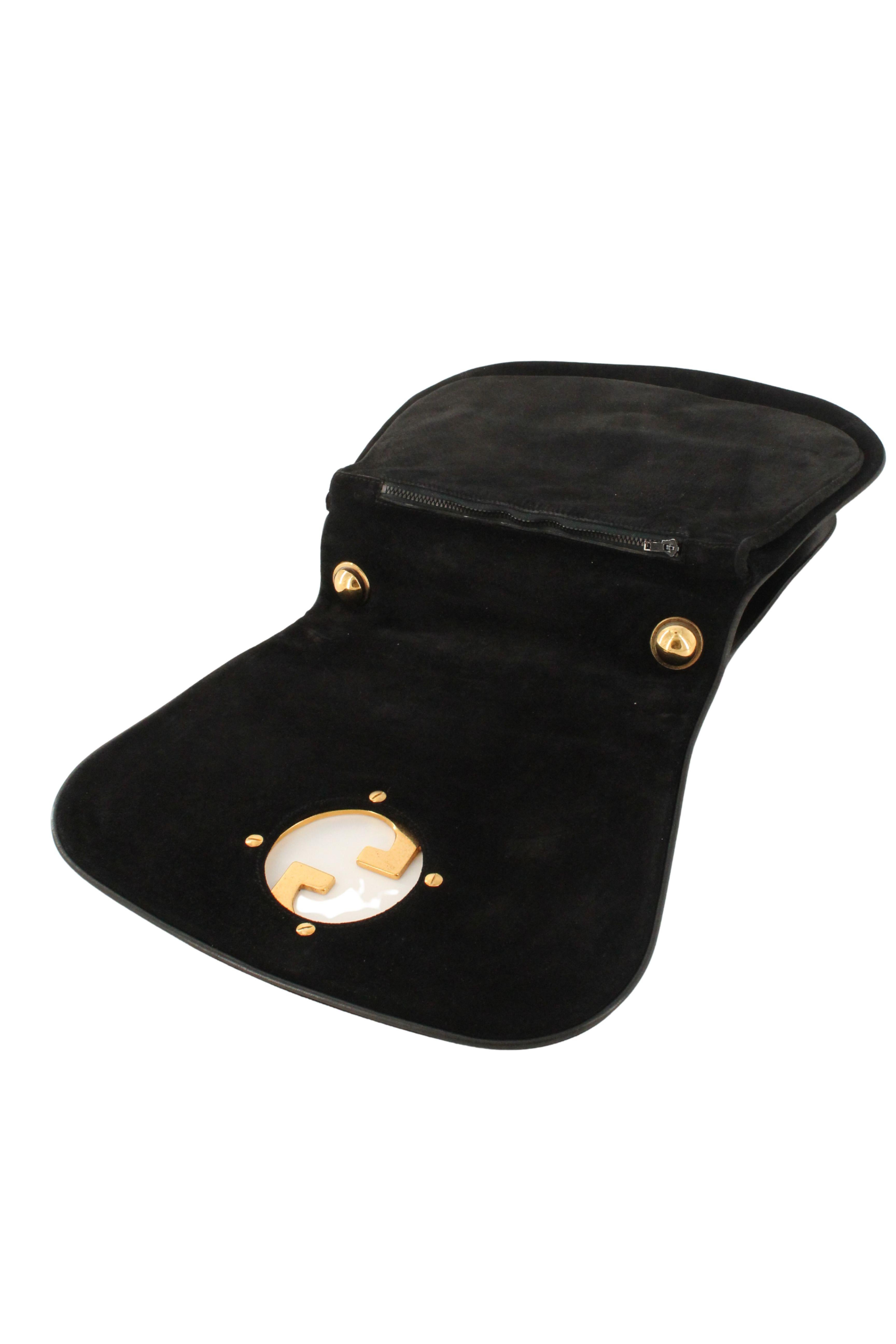 Gucci 70's Blondie Black Suede Bag With Gold Hardware Unisexe en vente