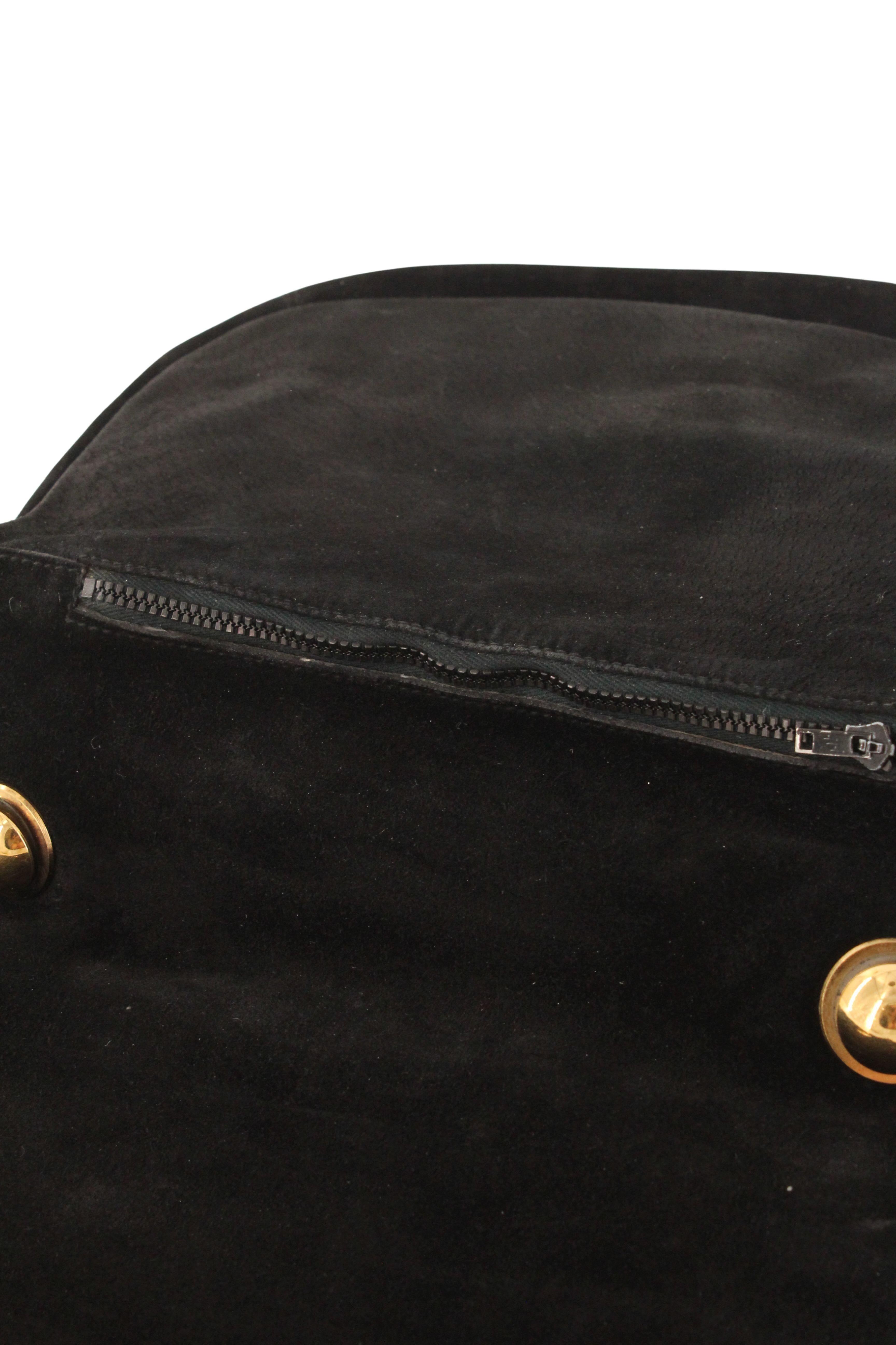 Gucci 70's Blondie Black Suede Bag With Gold Hardware en vente 3