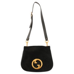 Gucci 70's Blondie Black Suede Bag With Gold Hardware