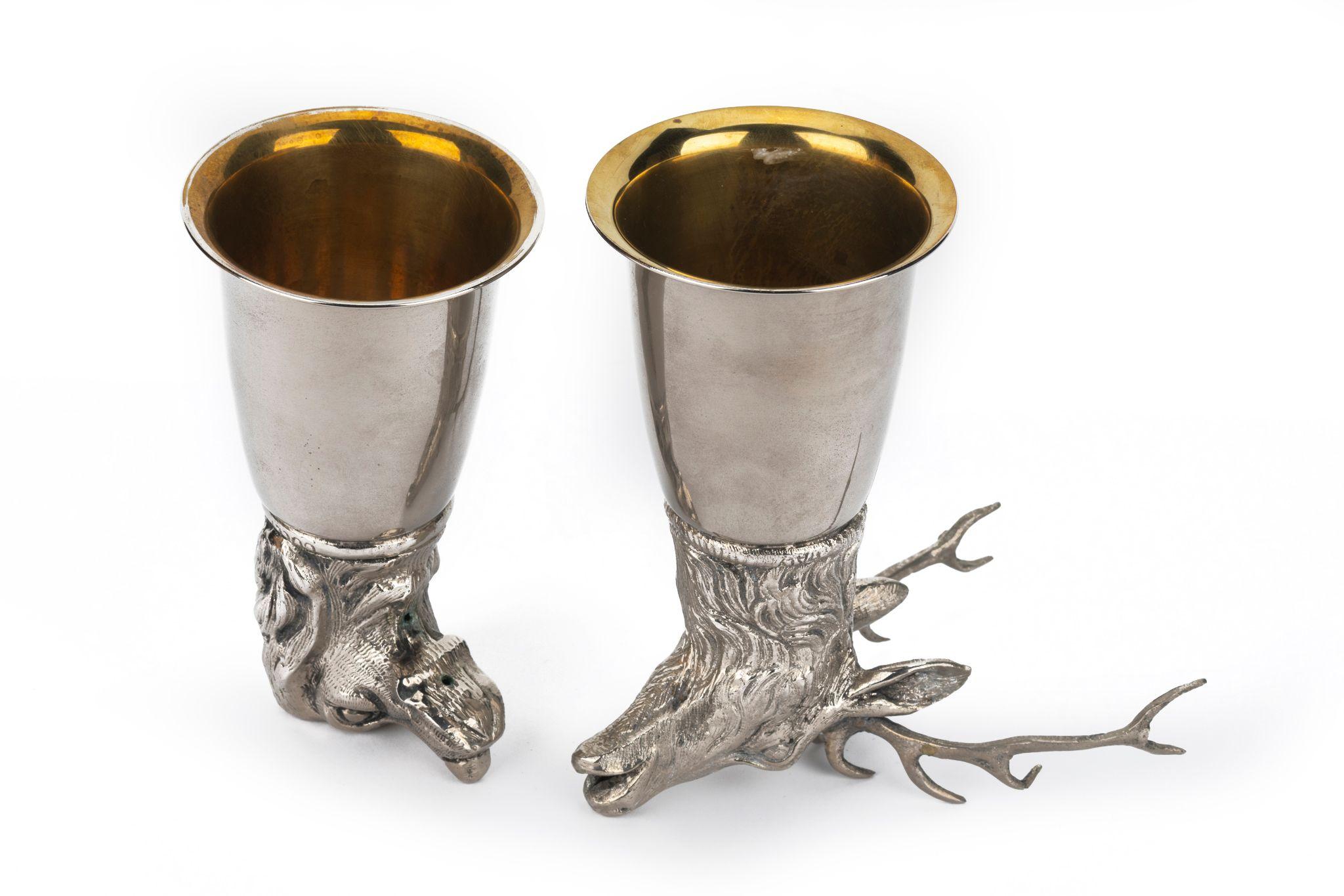 Women's or Men's Gucci 70s Silver Stirrup Cups Dog Elk For Sale