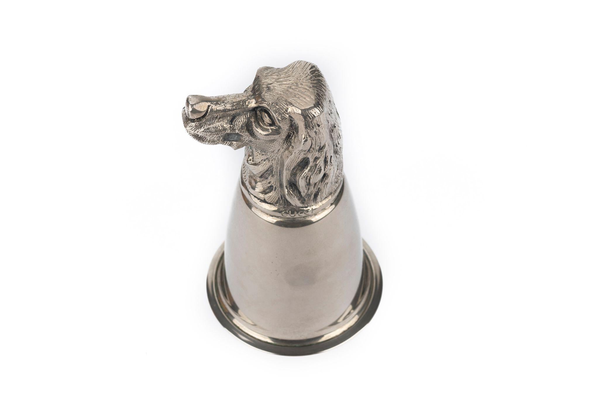 Gucci 70s Silver Stirrup Cups Dog Elk For Sale 2
