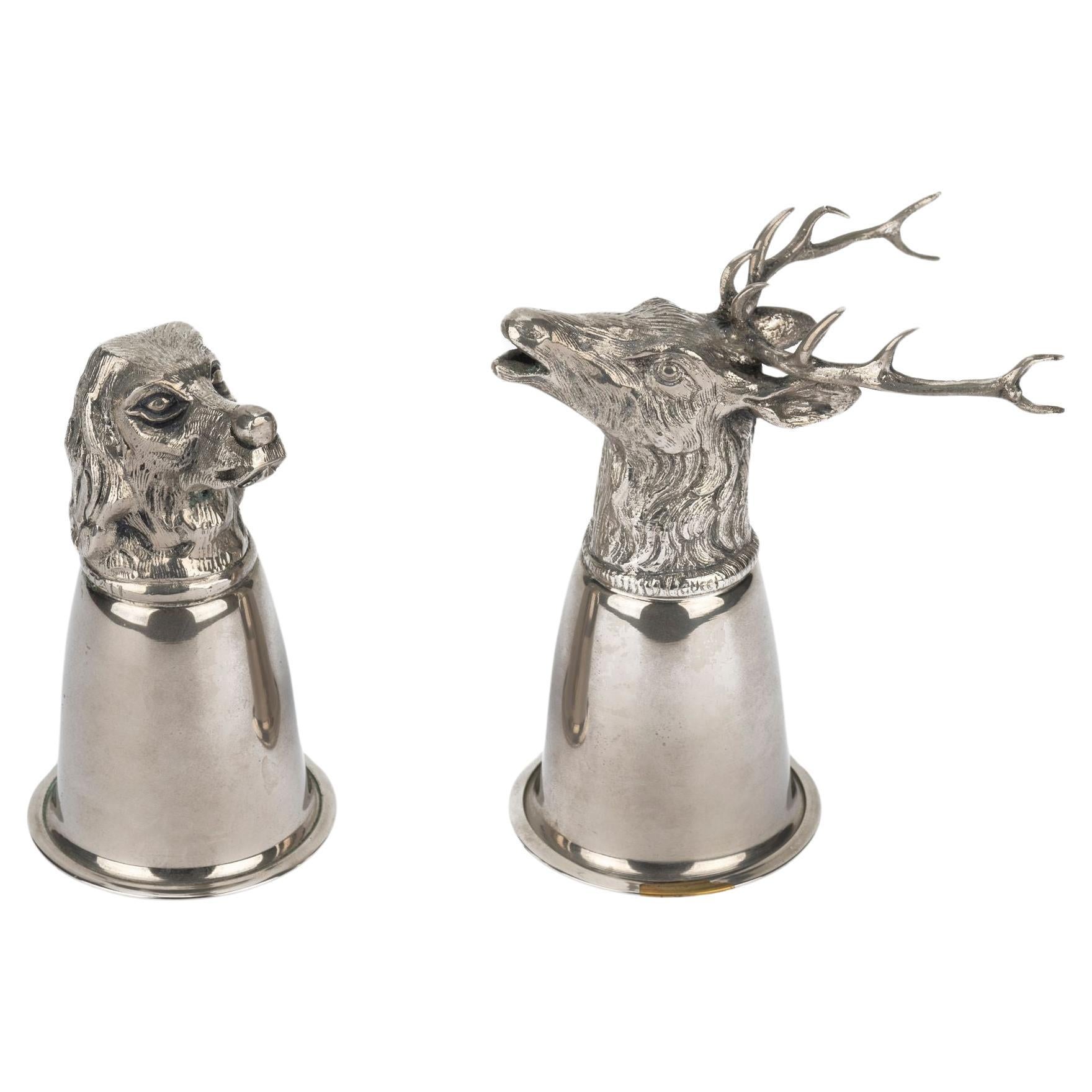 Gucci 70s Silver Stirrup Cups Dog Elk For Sale