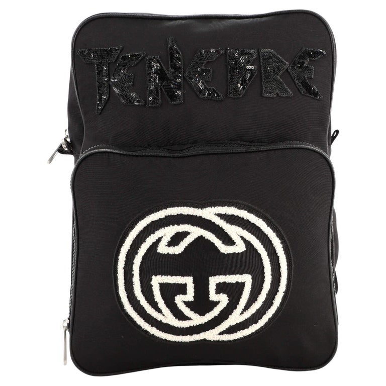 Gucci 80's Patch Backpack Sequin Embellished Nylon Medium For Sale at