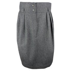 GUCCI – 80s Vintage Gray Wool Pencil Skirt with Side Pockets  Size 8US 40EU