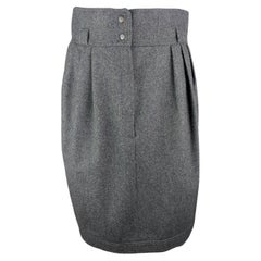 GUCCI – 80s Vintage Gray Wool Pencil Skirt with Side Pockets Size 8US 40EU