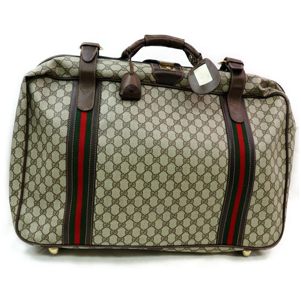 Brown Gucci 871995 Monogram Supreme GG Suitcase Trunk Luggage For Sale