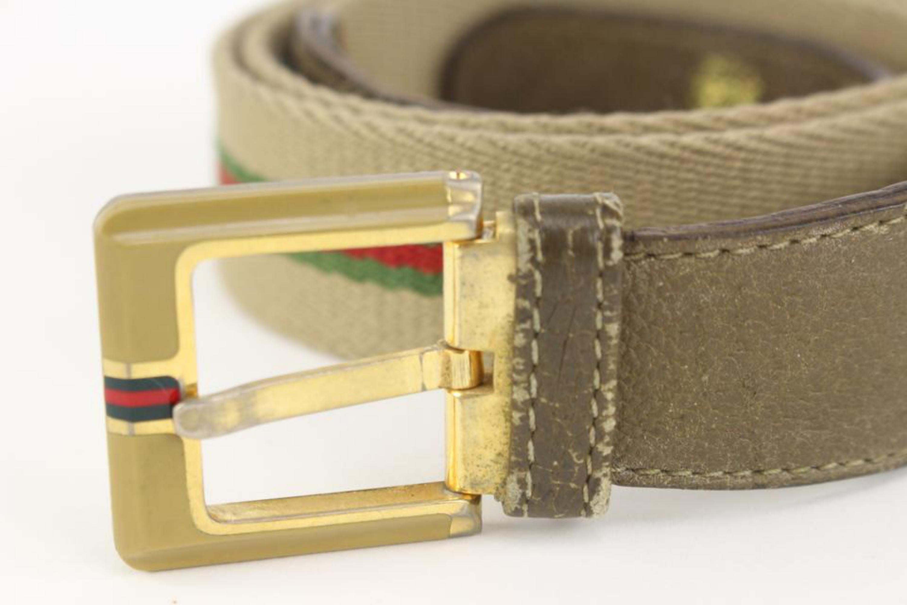 Gucci 90/36 Vintage Beige Web Belt 127g21 For Sale 3