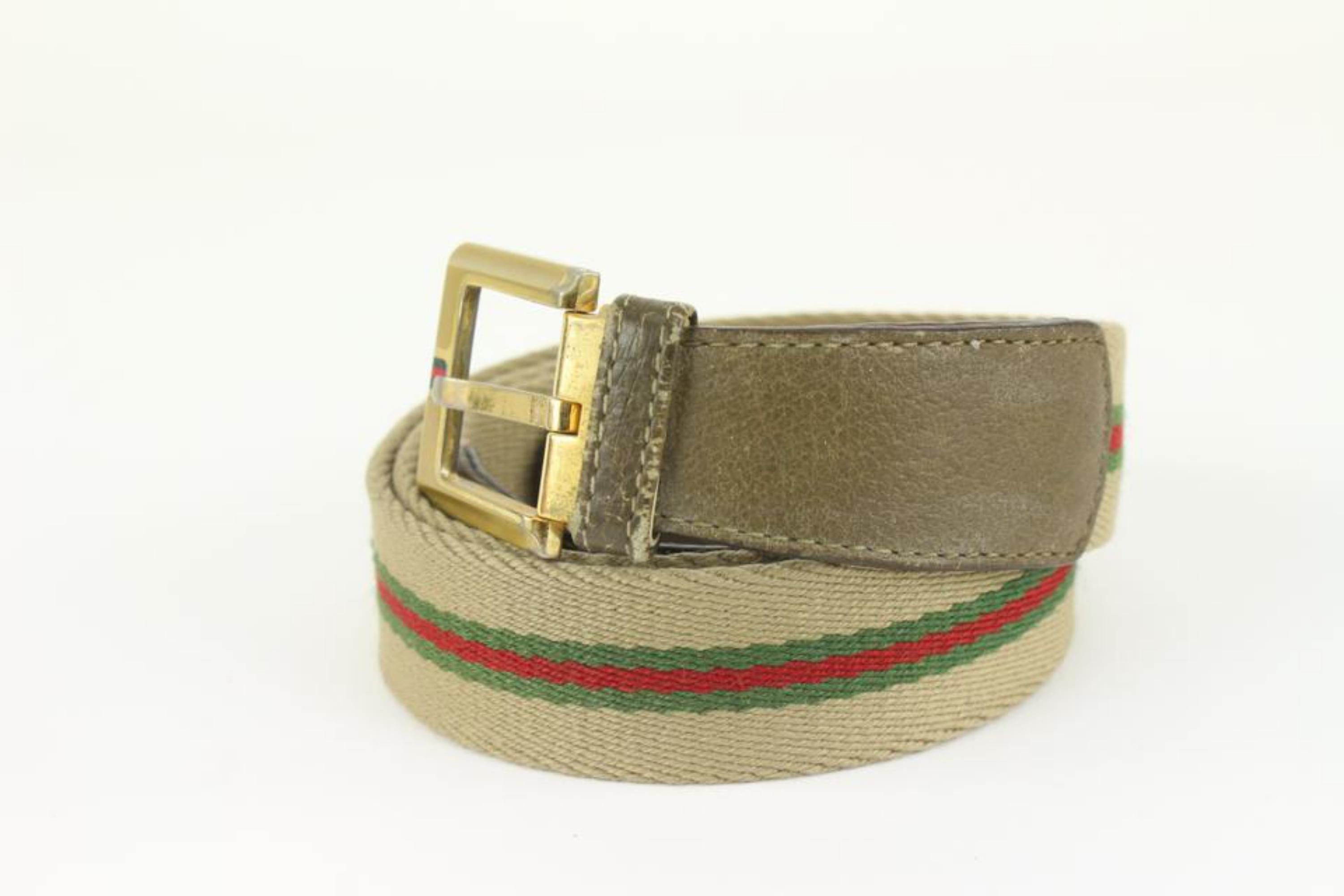 Gucci 90/36 Vintage Beige Web Belt 127g21 5