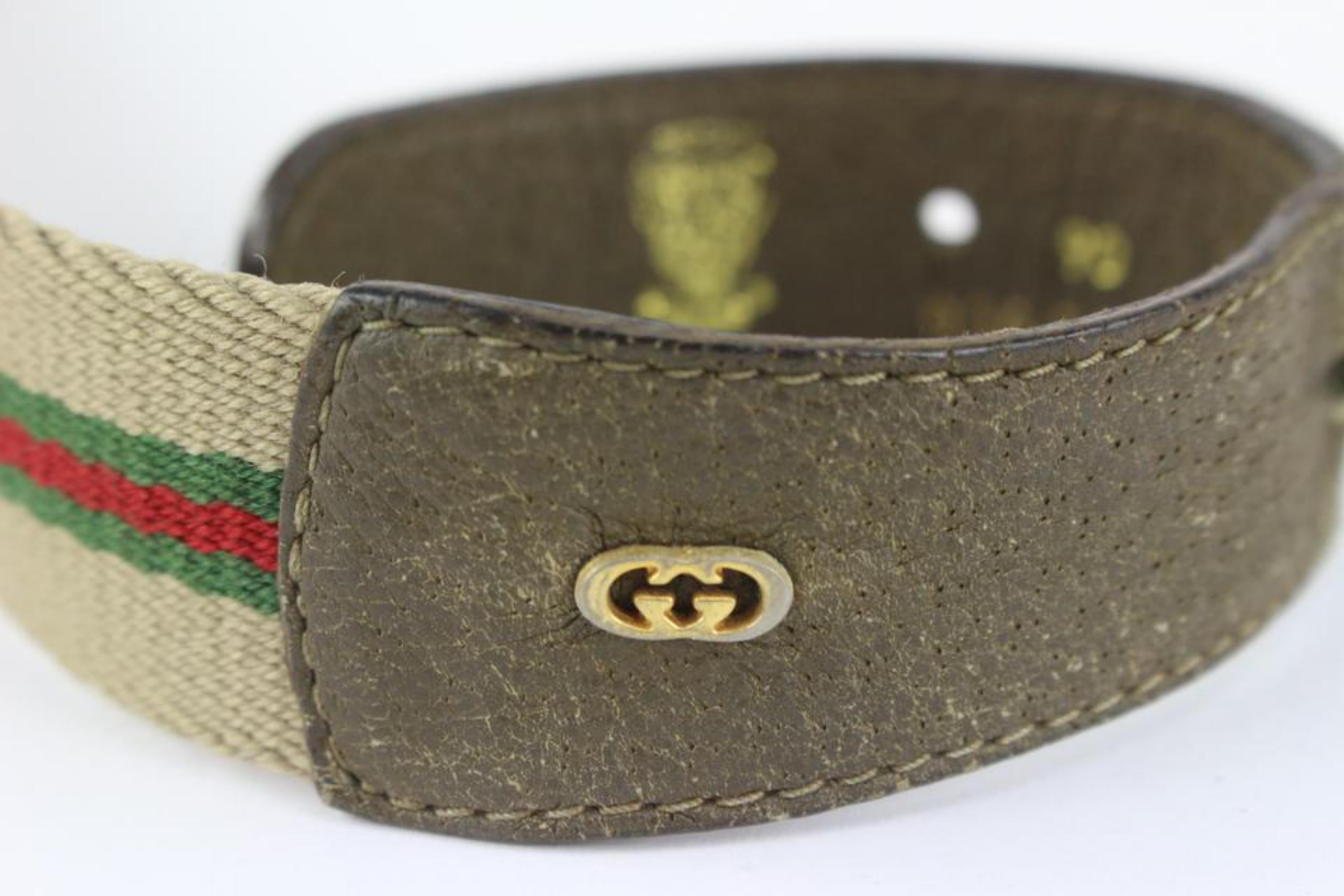 Gucci 90/36 Vintage Beige Web Belt 127g21 In Good Condition For Sale In Dix hills, NY