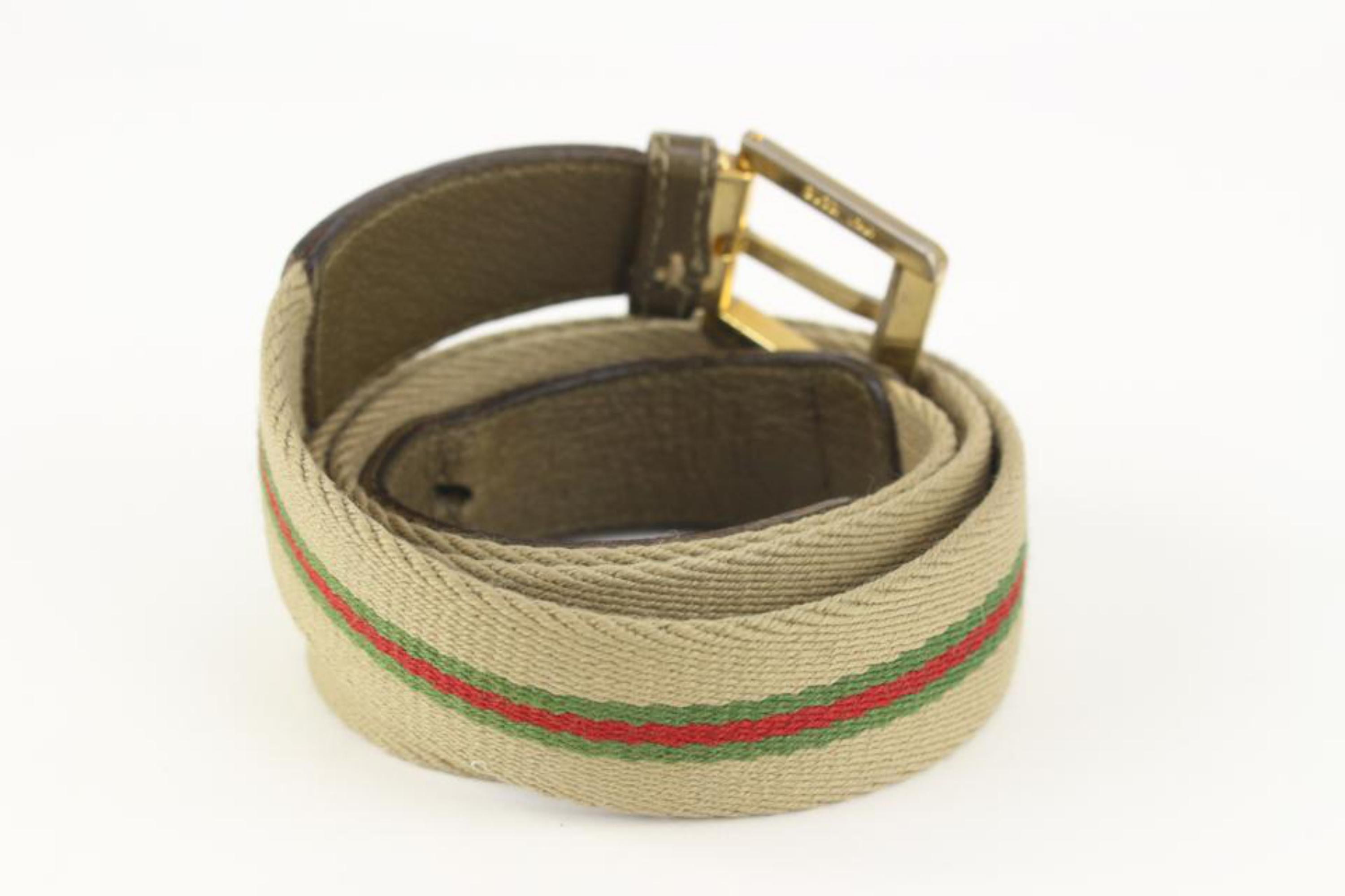 Men's Gucci 90/36 Vintage Beige Web Belt 127g21 For Sale