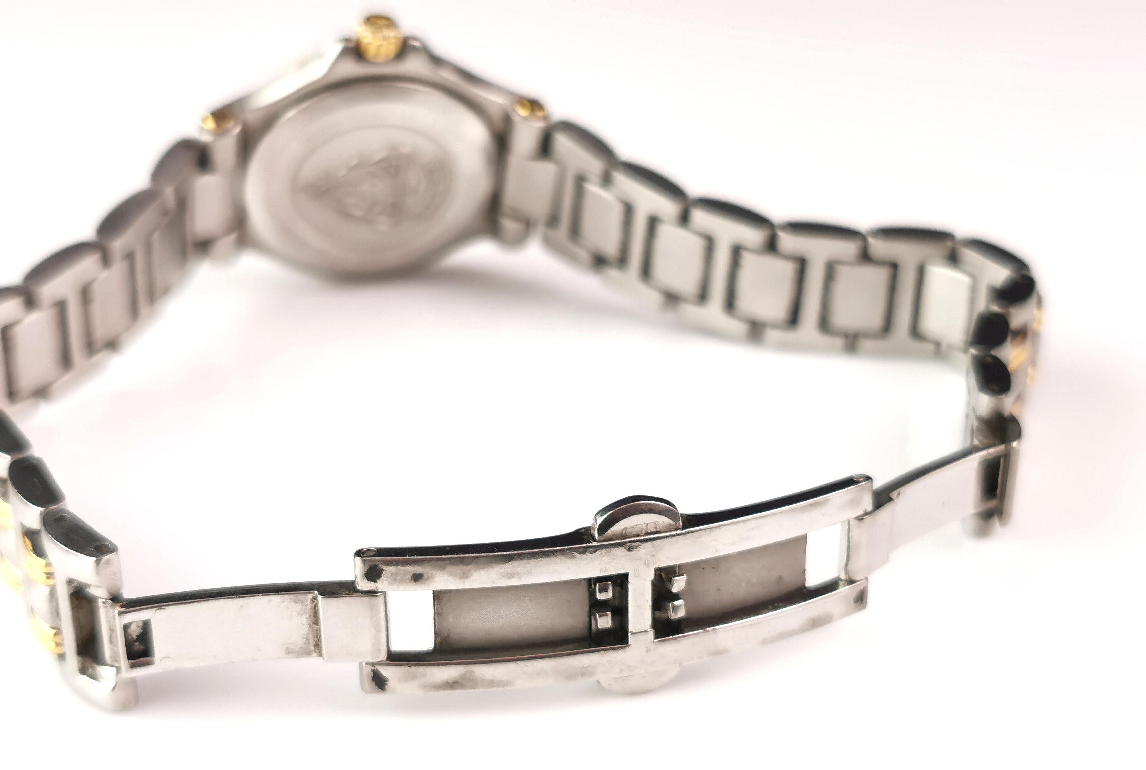 Moderne Montre-bracelet Gucci pour femme 9040l en acier inoxydable et plaqué or 