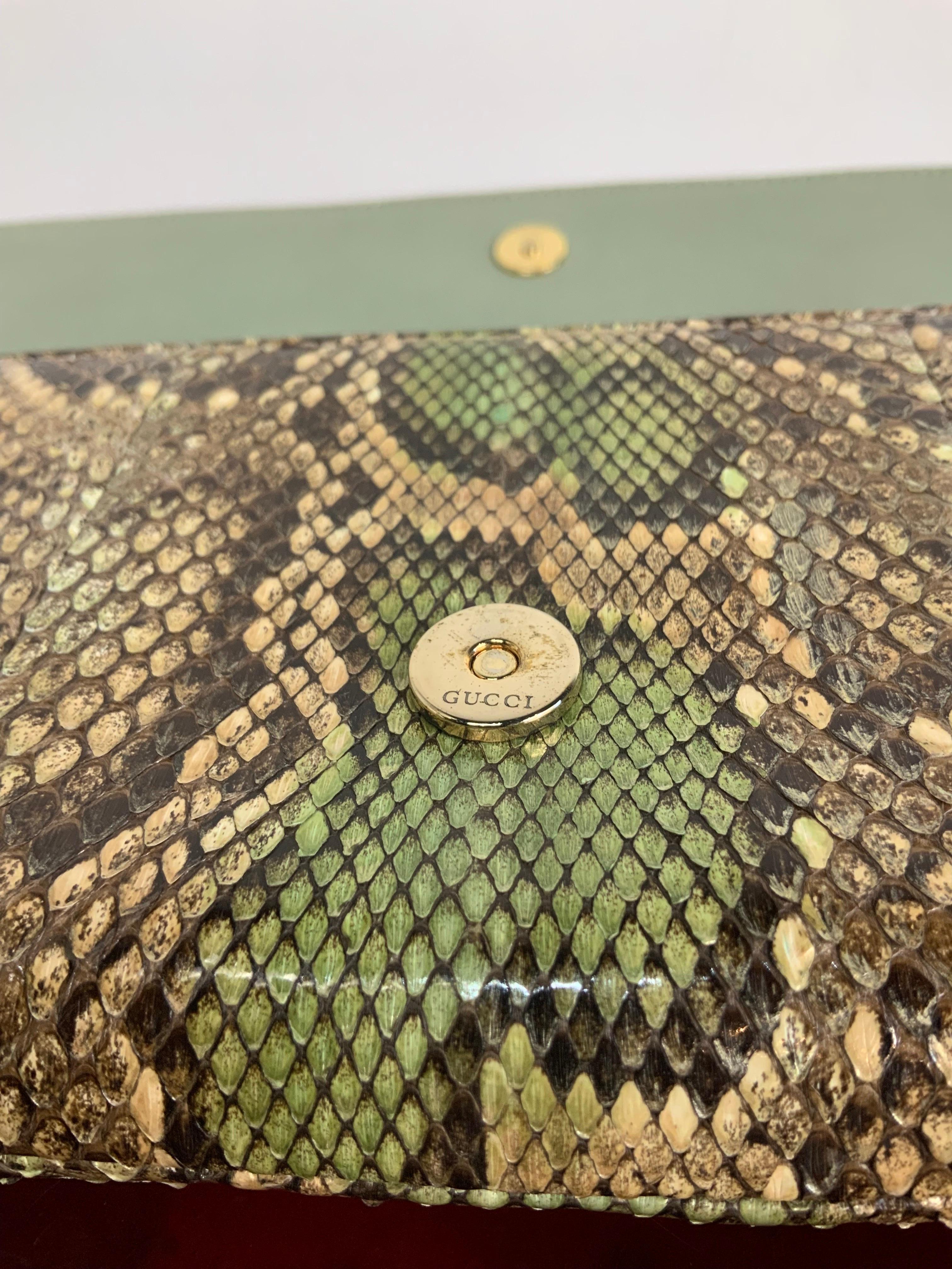 Gucci 90s Tom Ford Python Romy Clutch Bag For Sale 6