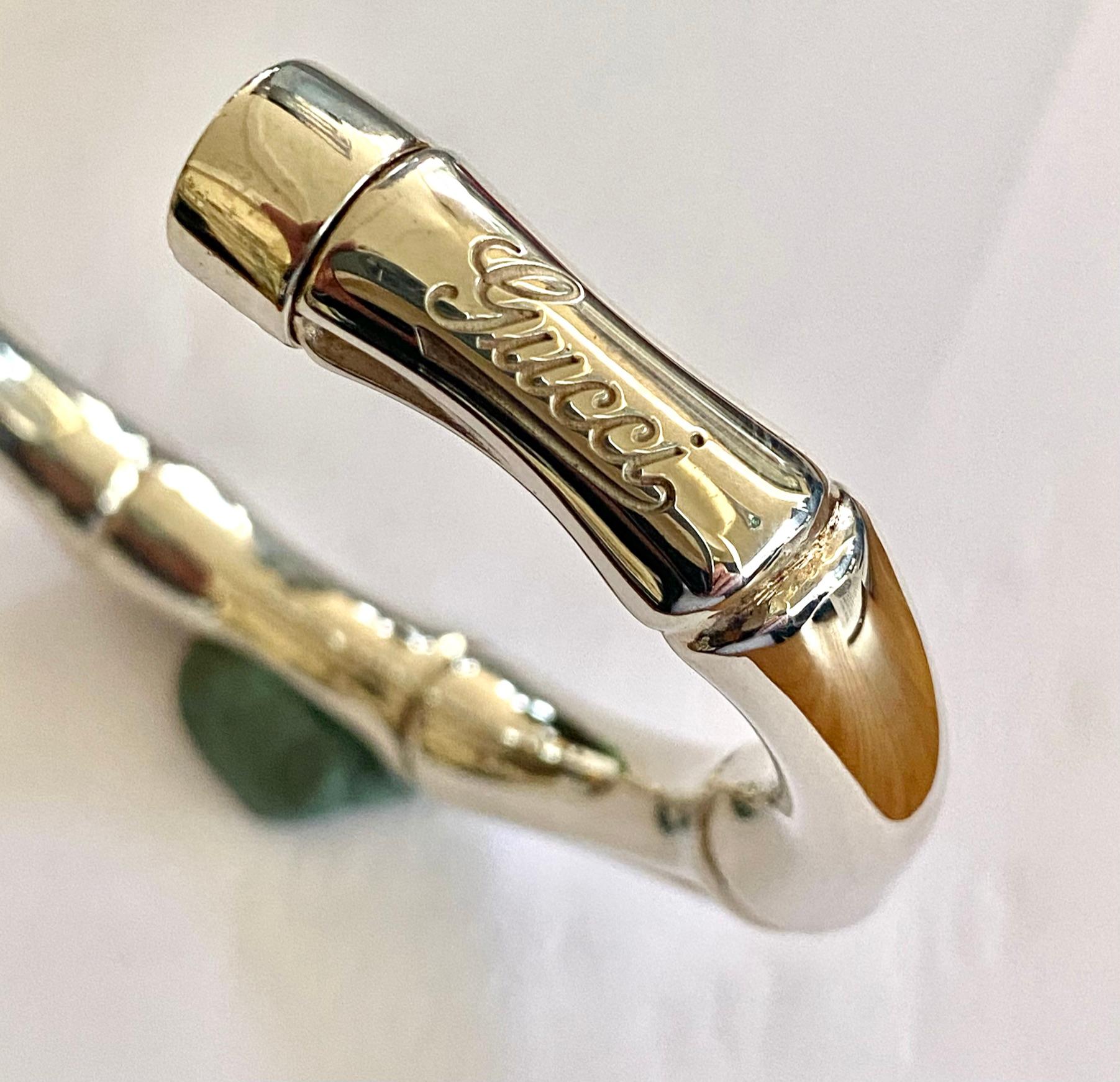 Gucci, 925-/ Silver Bangle, Model Bamboo In New Condition In Heerlen, NL