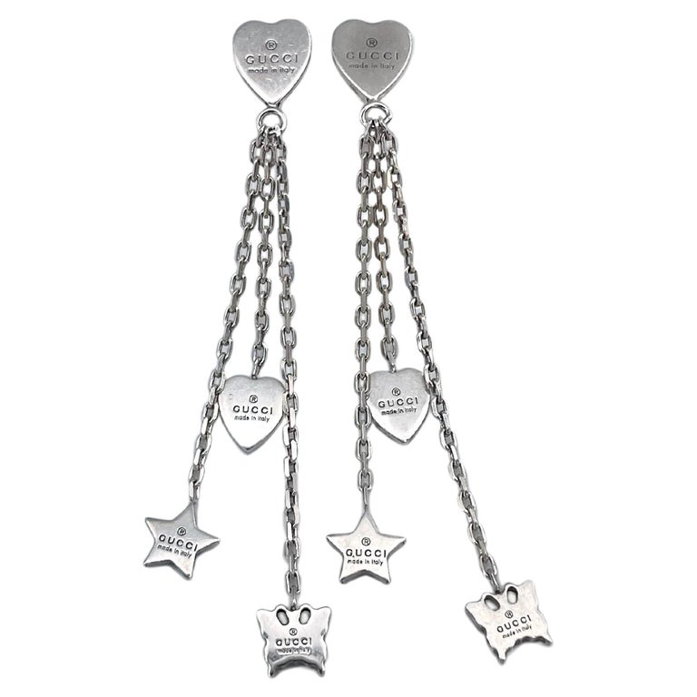 Gucci 925 Silver Heart Butterfly Star Chain Drop Stud Earrings at 1stDibs |  gucci sterling silver butterfly earrings, gucci butterfly earrings silver, gucci  butterfly stud earrings