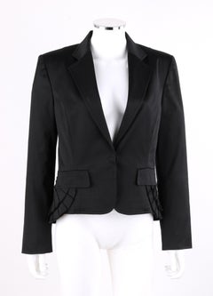GUCCI A/W 2003 Black Notched Lapel Knife Pleated Mock Bustle Blazer