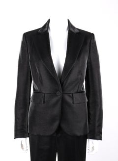 GUCCI A/W 2006 2pc Black Metallic Satin Blazer & Wide Leg Trouser Pant Suit Set