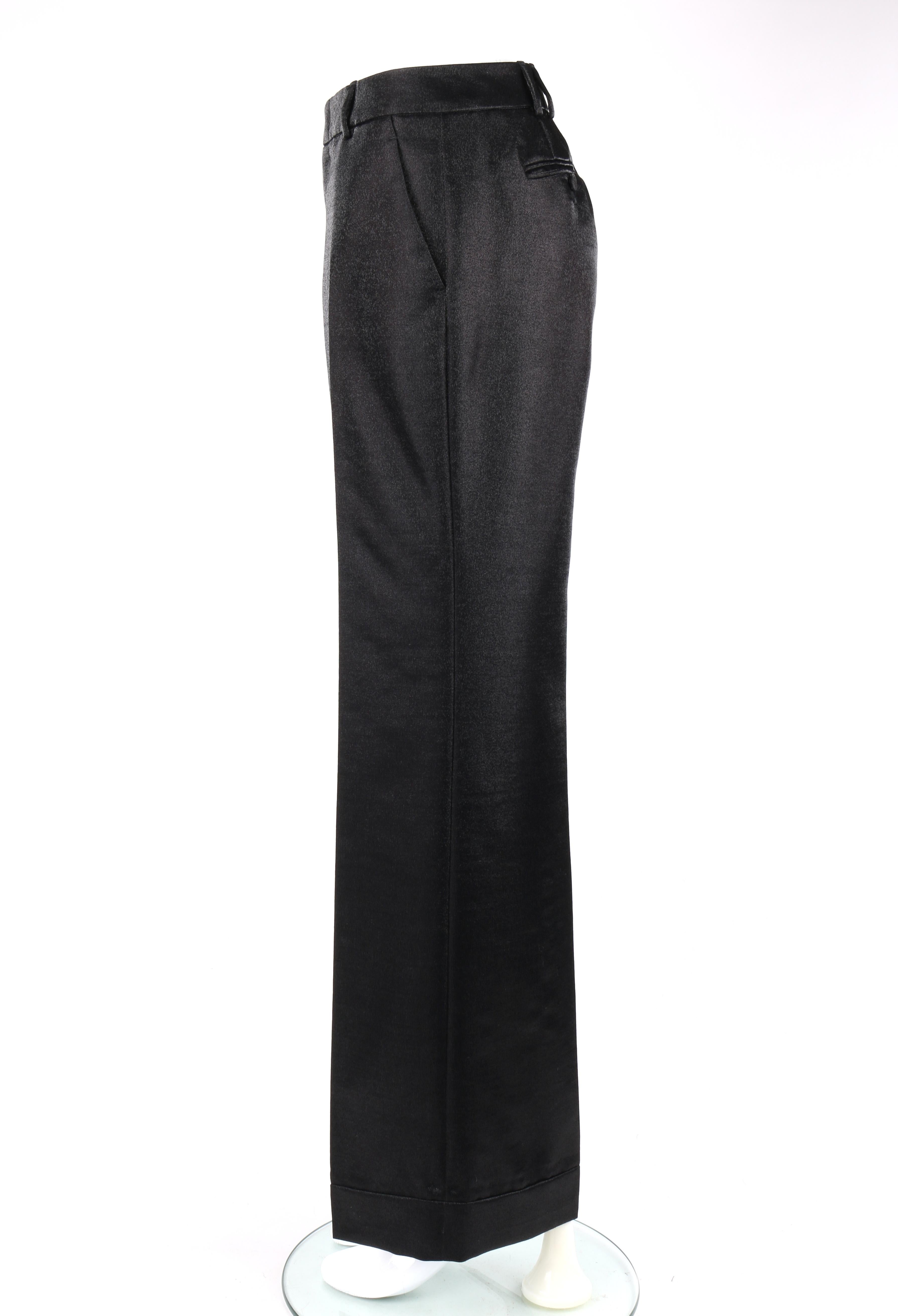 GUCCI A/W 2006 2pc Black Metallic Satin Blazer & Wide Leg Trouser Pant Suit Set 2