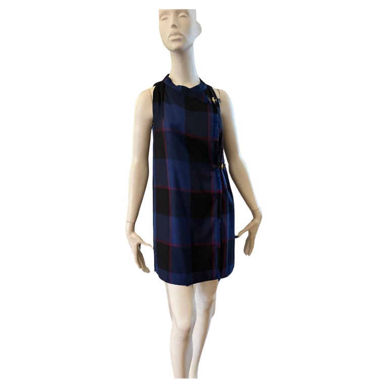 GUCCI A/W 2008 Tartan Kilt Semi-Wrap w/Leather Accents 38 Itl at 1stDibs