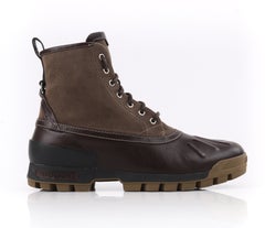 GUCCI A/W 2011 "Duck Boot" Brown Canvas & Leather Lace Up Combat Work Boots