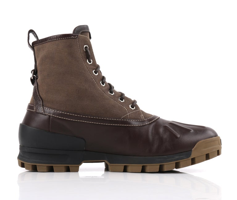 GUCCI A/W 2011 "Duck Boot" Brown Canvas and Leather Lace Up Combat Work