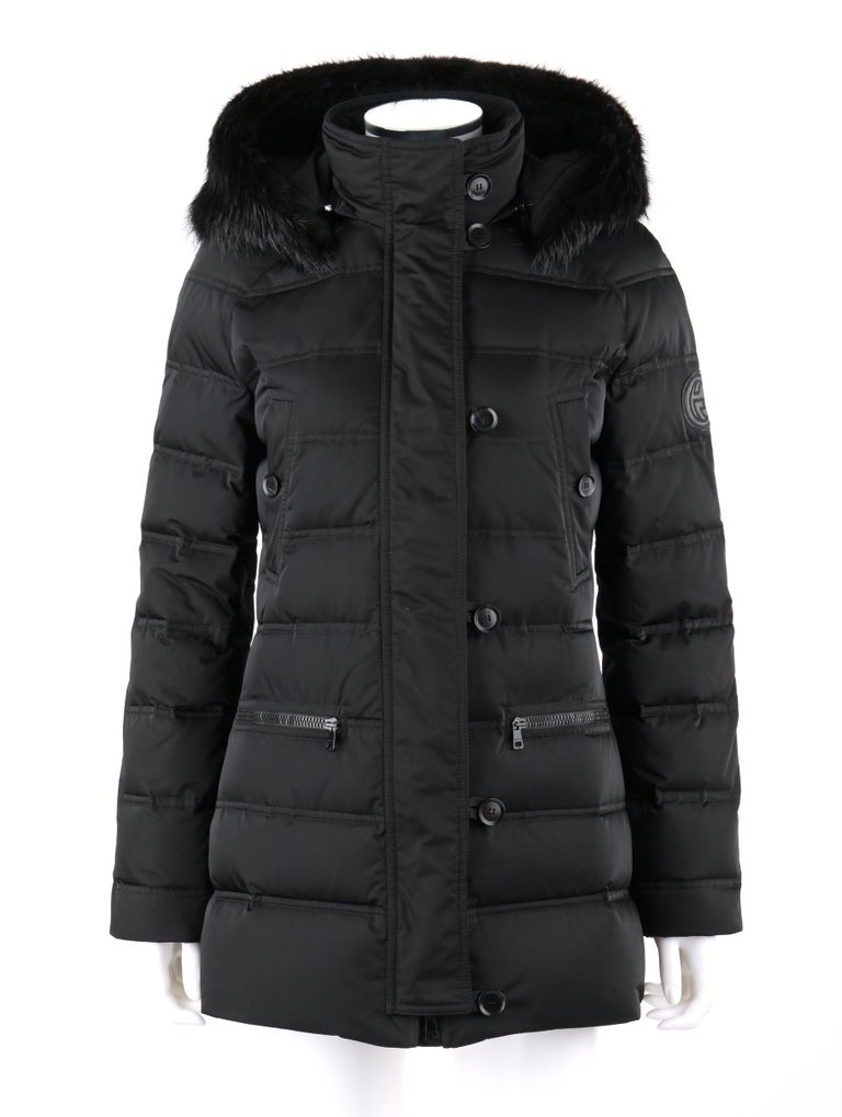 GUCCI A/W 2013 Black Channel Quilted Beaver Fur Trim Hooded Down Puffer ...