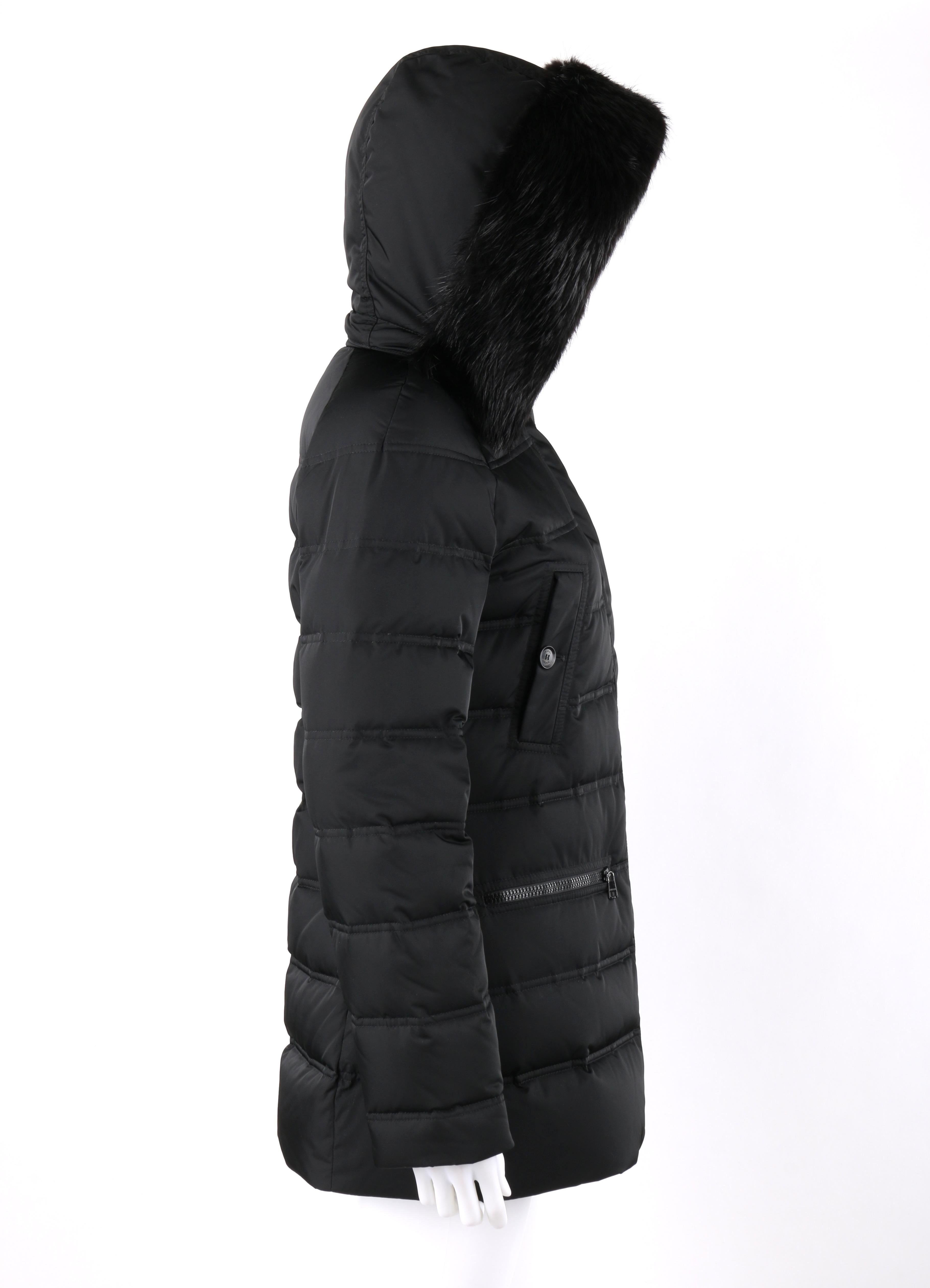 GUCCI A/H 2013 - Manteau matelassé à capuche en duvet et fourrure de castor matelassée noire Bon état - En vente à Thiensville, WI
