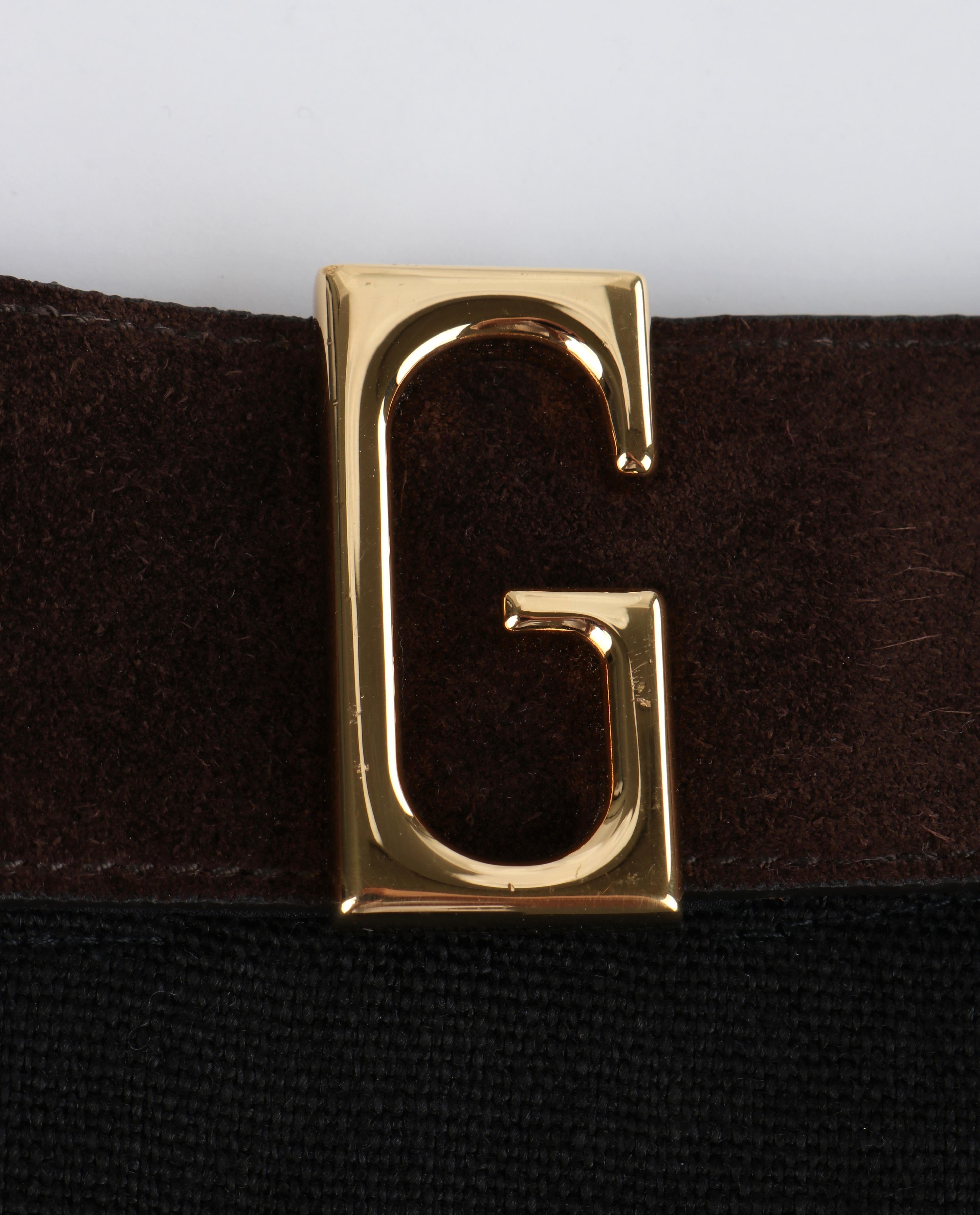 GUCCI A/W 2017 Black Brown Linen Leather Belt Metal 