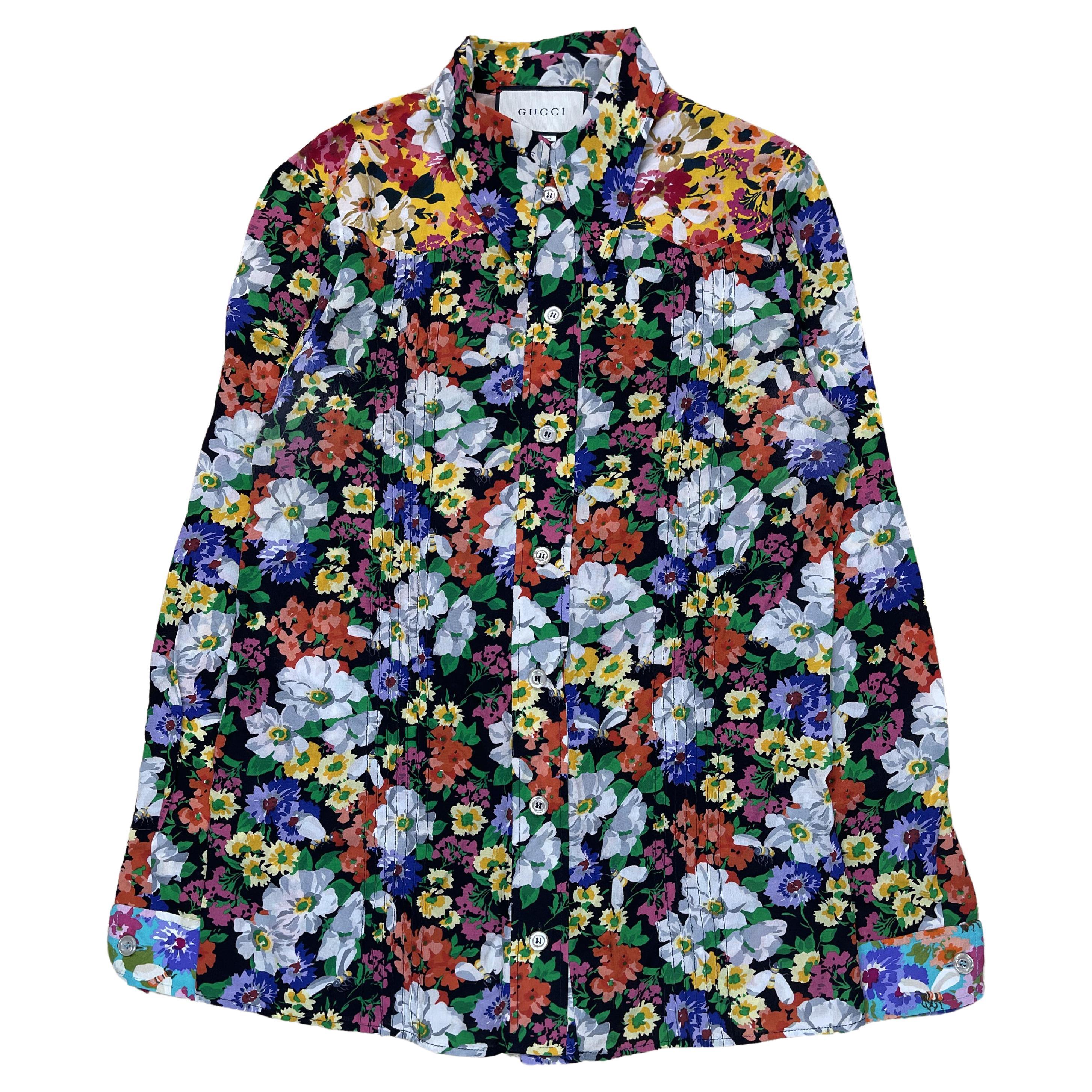 Gucci H/W 2017 Faltenhemd mit Blumenmuster  im Angebot