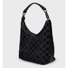 Gucci Abbey Black Suede Handbag with Dust Bag