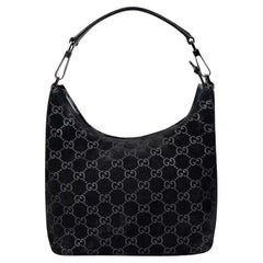 Gucci Abbey Black Suede Handbag with Dust Bag