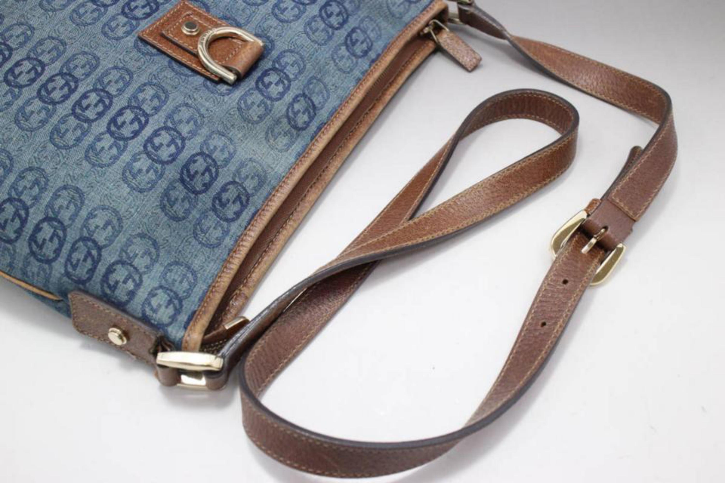 Women's Gucci Abbey Crossbody 229044 Blue Denim Messenger Bag For Sale