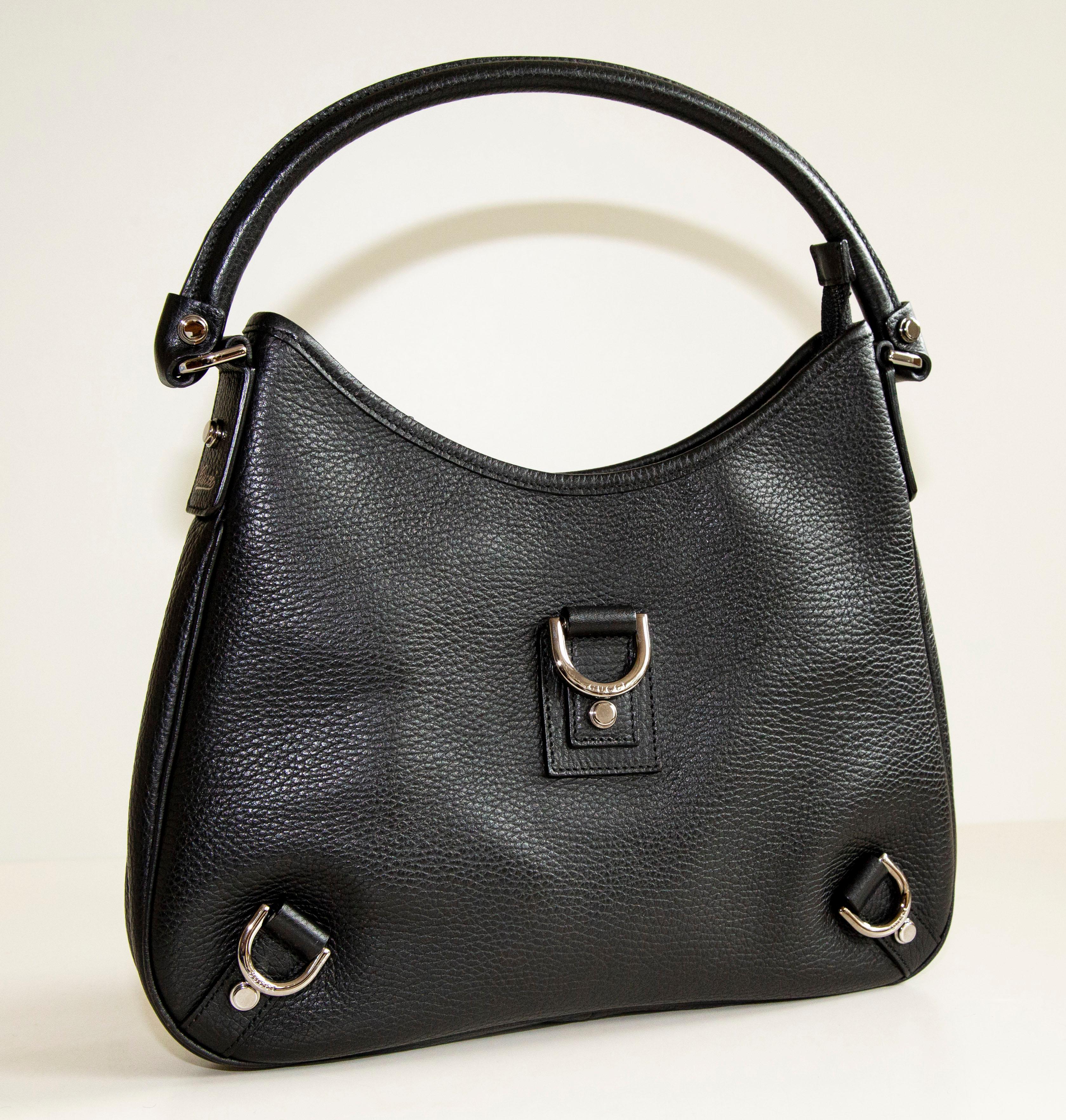 Women's or Men's Gucci Abbey D-Ring Black Leather Shoulder Bag