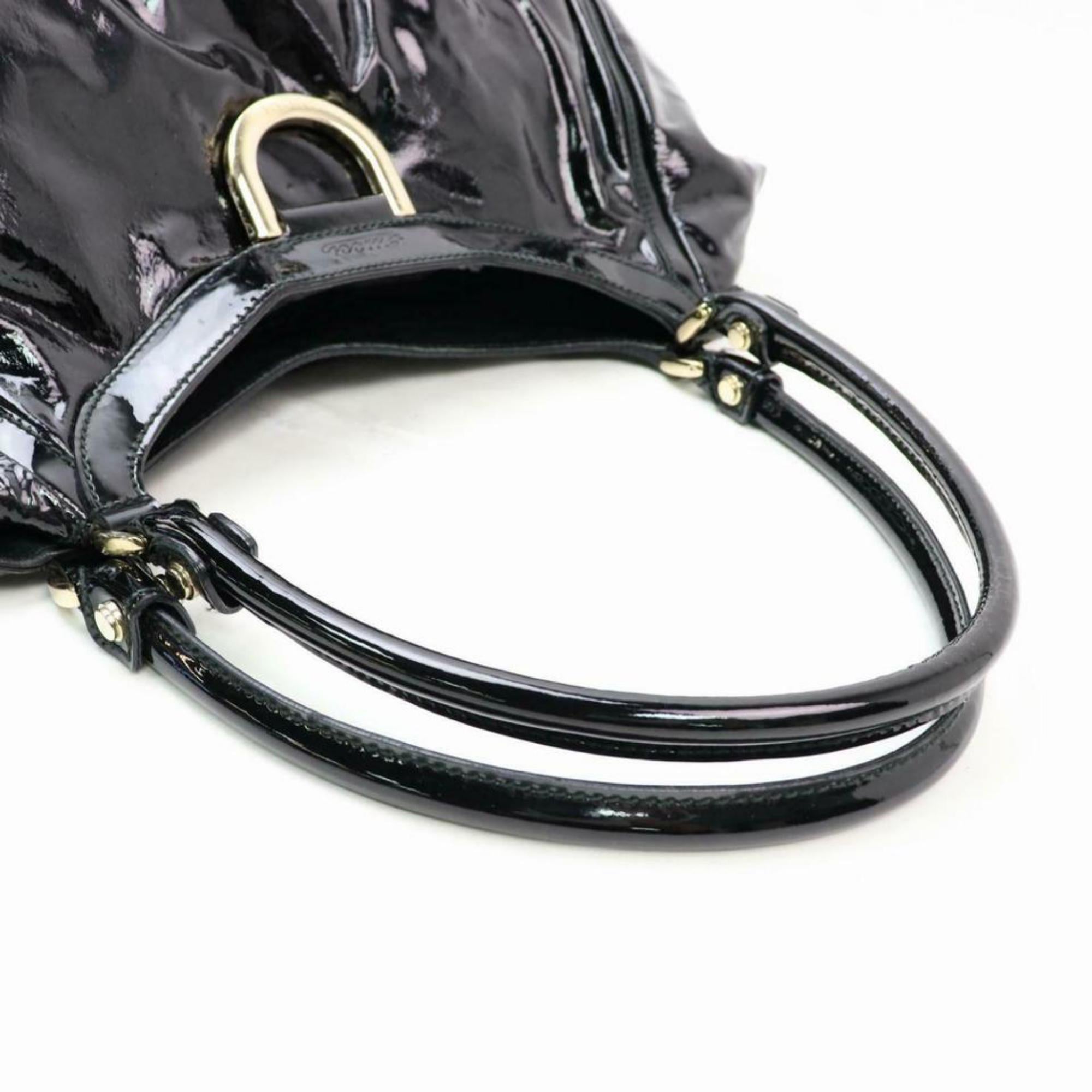 Gucci Abbey D-ring Hobo 870263 Black Patent Leather Satchel For Sale 7