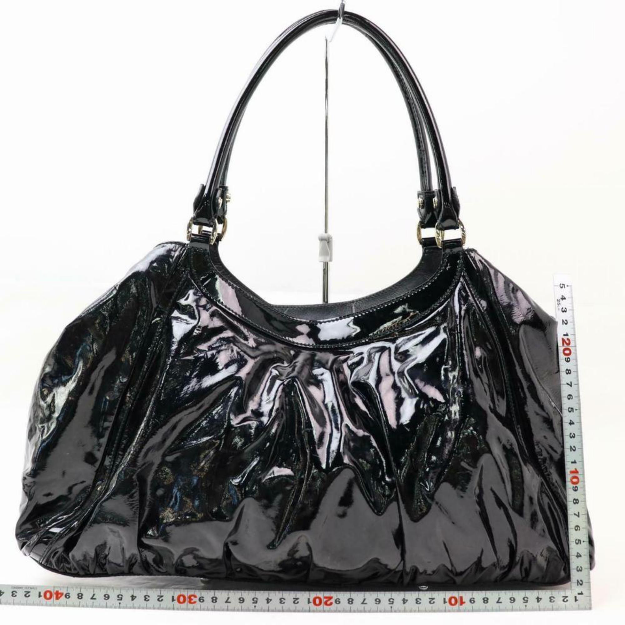 Gucci Abbey D-ring Hobo 870263 Black Patent Leather Satchel For Sale 2