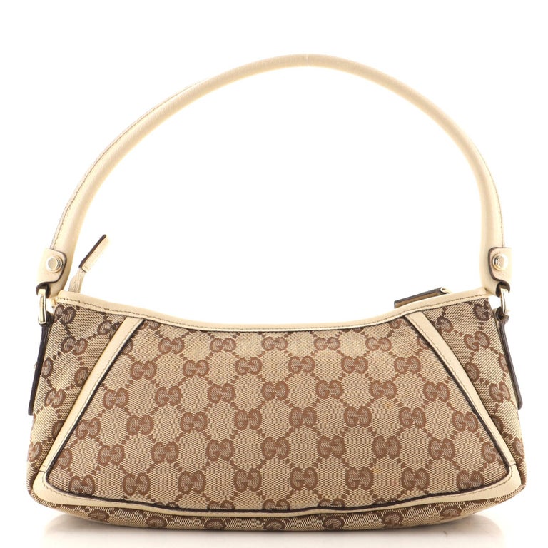 Gucci Blue/Brown GG Denim and Leather D Ring Abbey Pochette Bag For Sale at  1stDibs