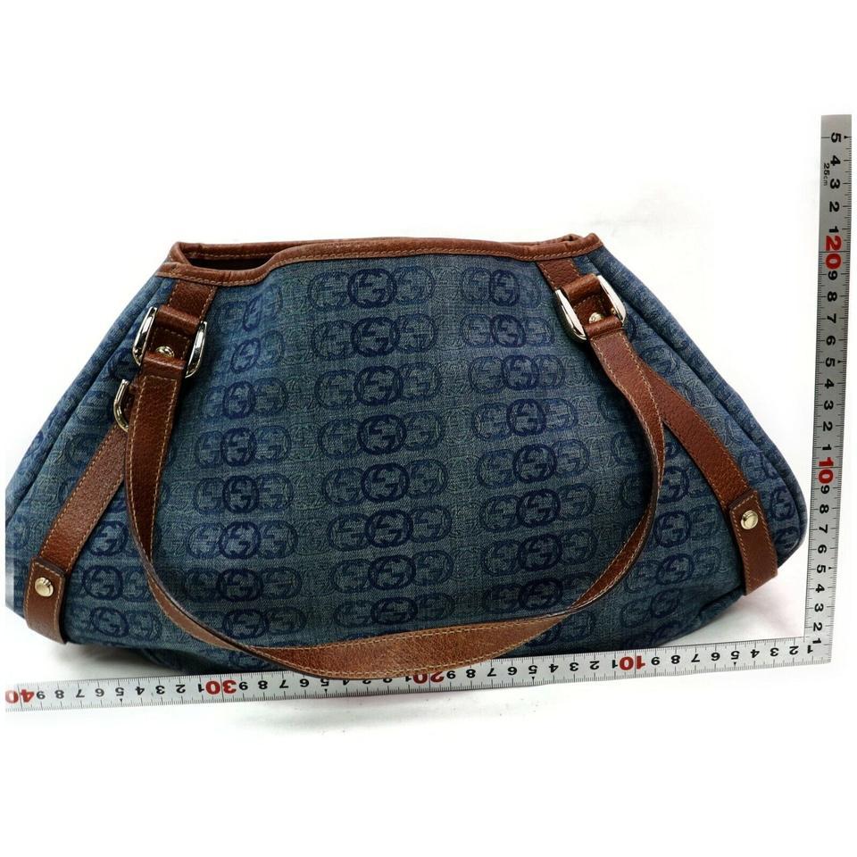 Black Gucci Abbey Hobo Gg Monogram Interlocking 872010 Canvas Denim Shoulder Bag