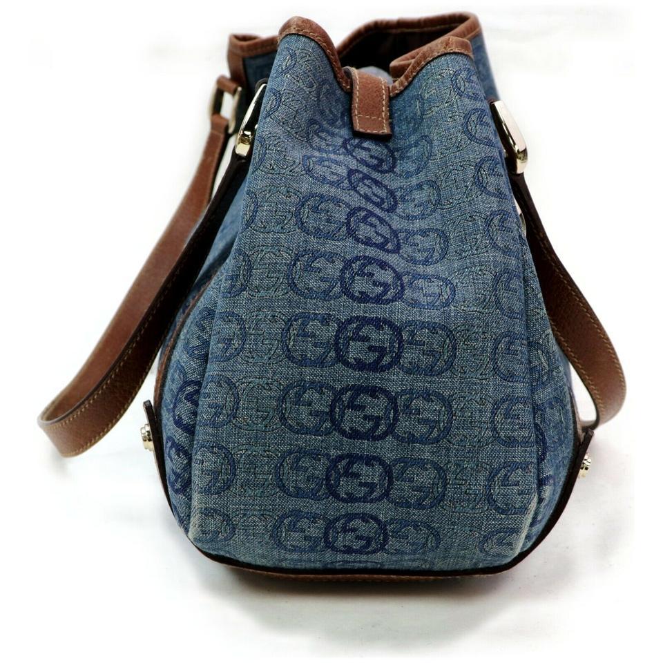 Women's Gucci Abbey Hobo Gg Monogram Interlocking 872010 Canvas Denim Shoulder Bag