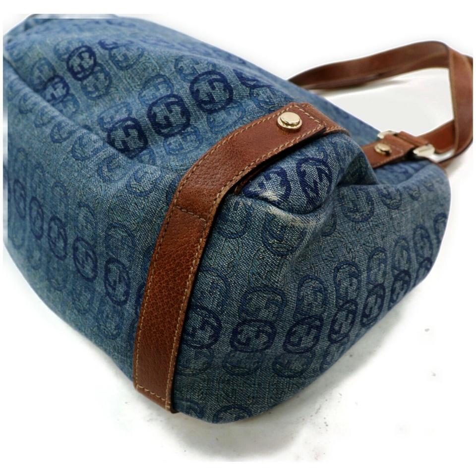 Gucci Abbey Hobo Gg Monogram Interlocking 872010 Canvas Denim Shoulder Bag 1