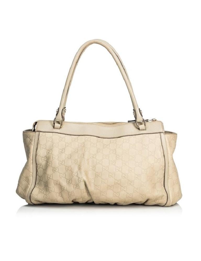 Beige Gucci Abbey Hobo Guccissima Ring 223132 Ivory Leather and Gg Leather Shoulder Ba