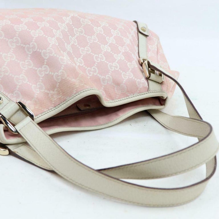 Gucci Abbey Monogram Gg Hobo 870308 Pink Canvas Shoulder Bag For Sale
